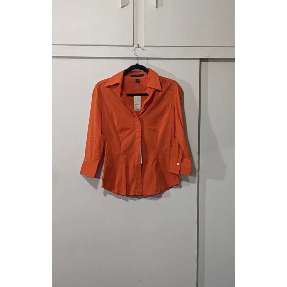 Express Design Studio Essential Shirt in Cotton Stretch tapered top XS - Picture 2 of 6